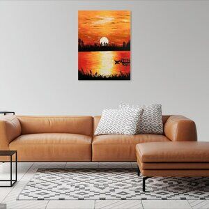 Orange Vibrant Sunset - Acrylic Signed Original